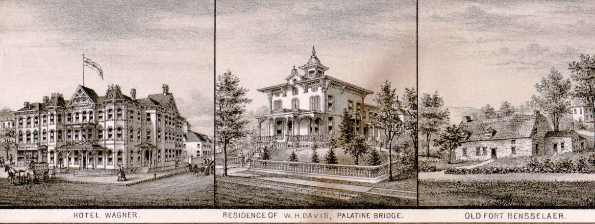 1881 Panoramic Map of Canajoharie Palatine Bridge New York