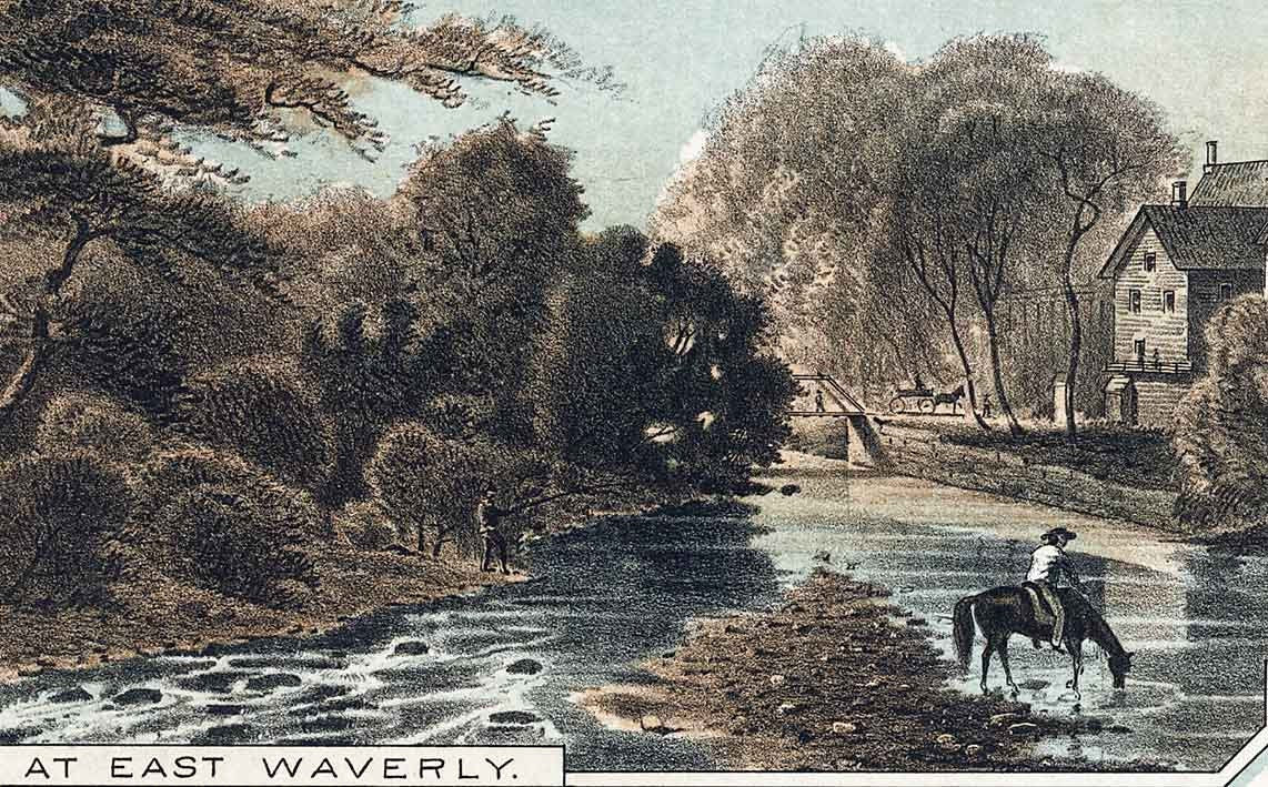 1881 Panoramic Map of Waverly New York