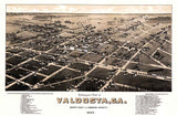 1885 Panoramic Map of Valdosta Georgia Lowndes County