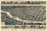 1886 Panoramic Map of Columbus Georgia Muscogee County