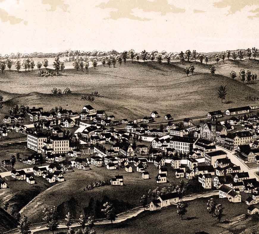 1888 Panoramic Map of Antwerp New York