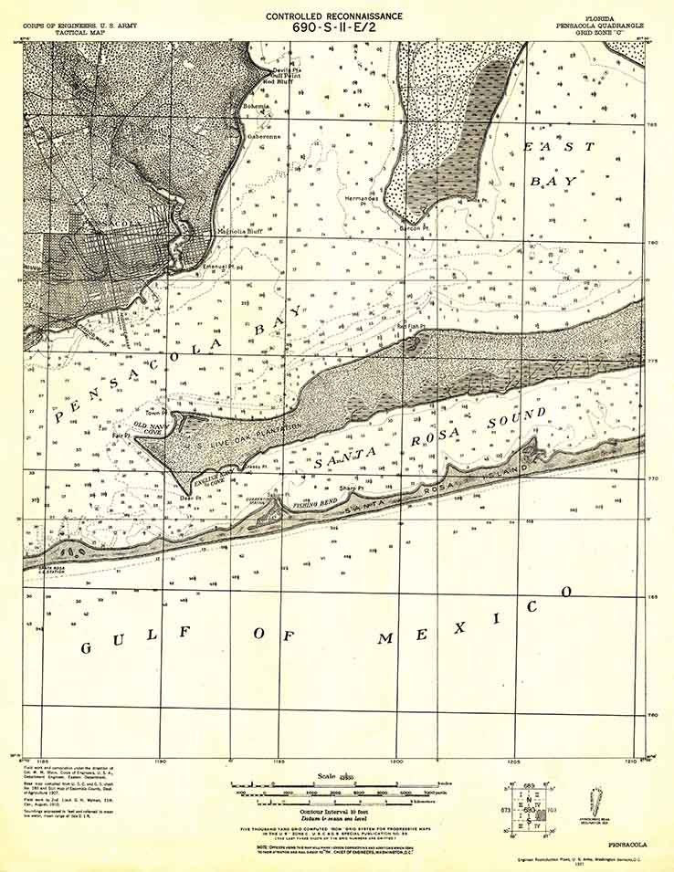 1921 Topo Map of Pensacola Florida Quadrangle