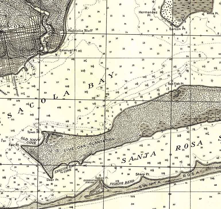 1921 Topo Map of Pensacola Florida Quadrangle