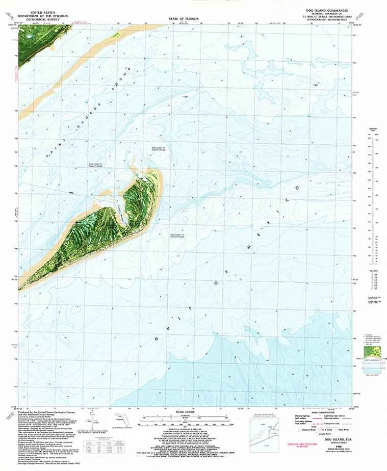 1982 Topo Map of Dog Island Florida Quadrangle