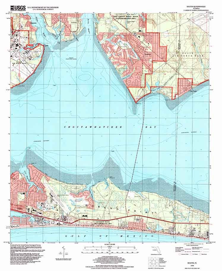 1994 Topo Map of Destin Florida Quadrangle