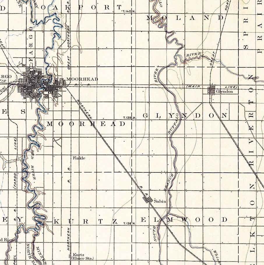 1897 Topo Map of Fargo North Dakota