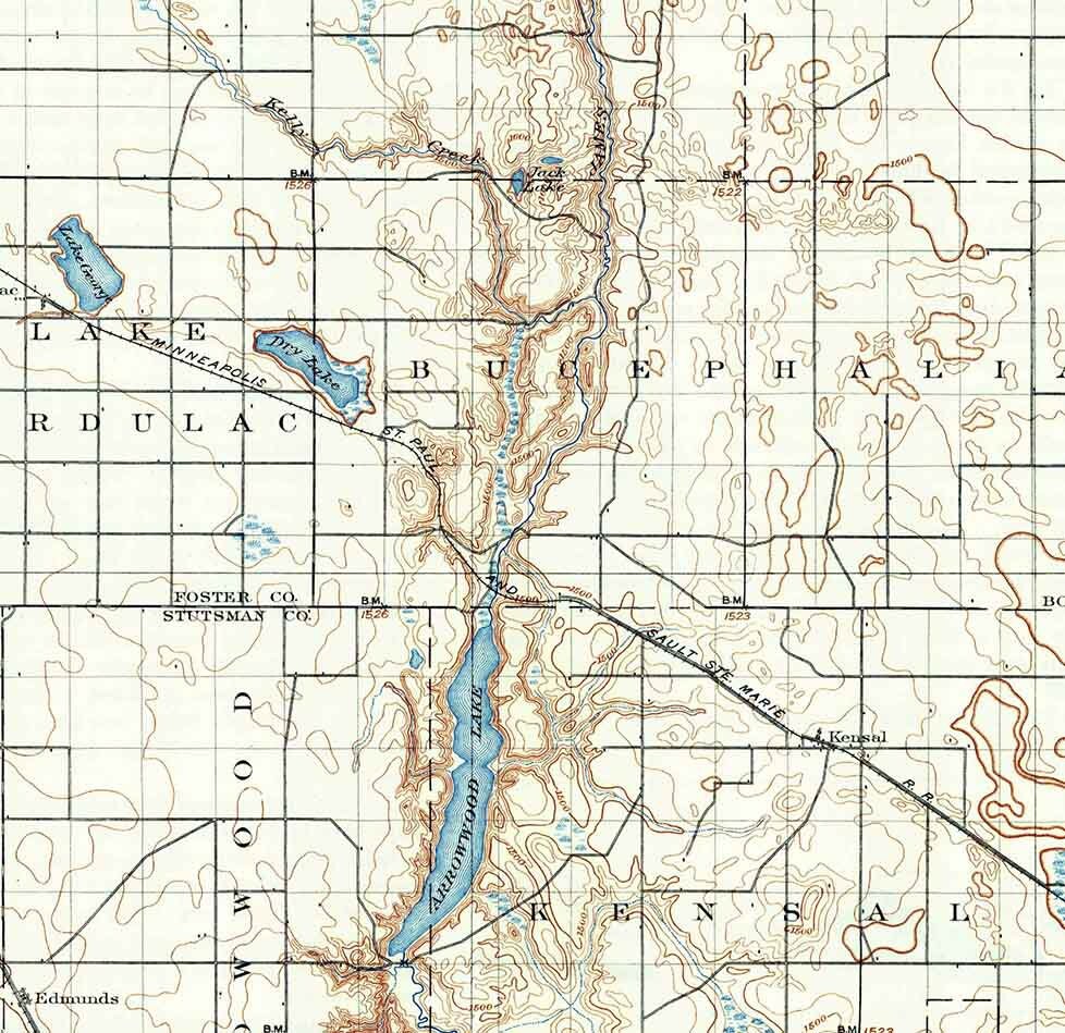 1900 Topo Map of Pingree North Dakota