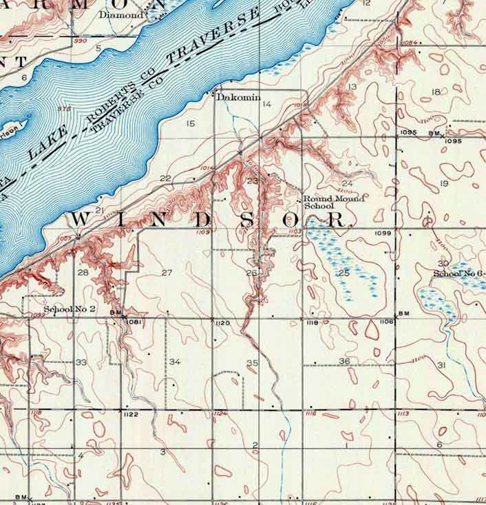 1916 Topo Map of Beardsley Minnesota