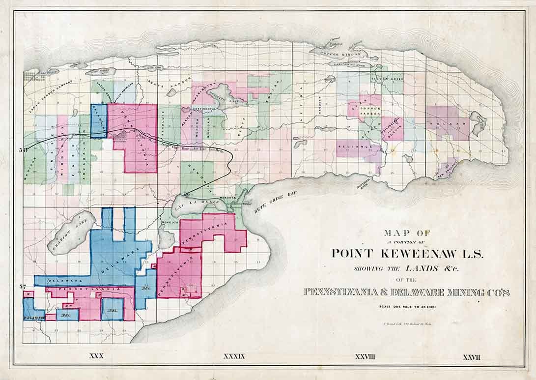 1880 Map of Point Keweenaw Michigan