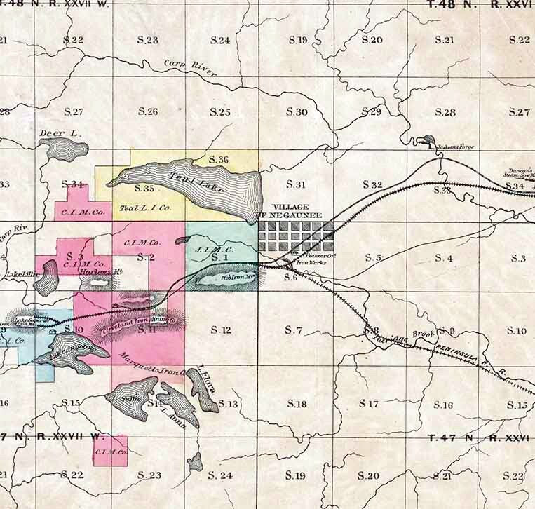 1880 Map of The Village of Marquette Marquette County Michigan Lake Superior