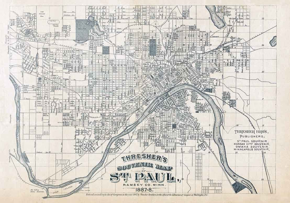 1887 Map of St Paul Ramsey County Minnesota