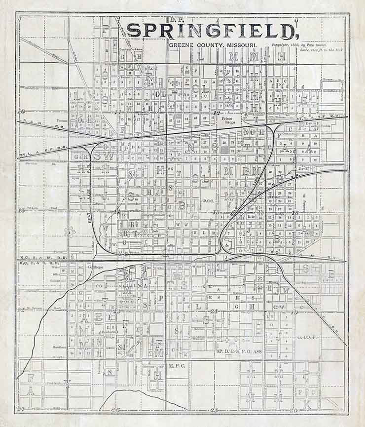 1888 Map of Springfield Greene County Missouri