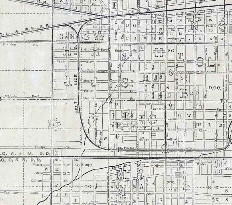 1888 Map of Springfield Greene County Missouri