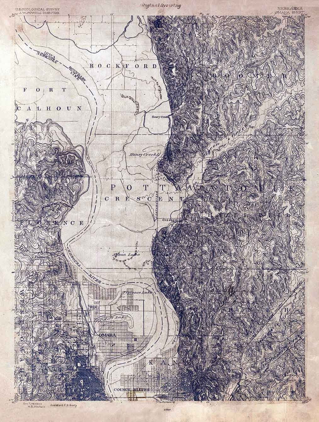 1893 Topo Map of Omaha Nebraska
