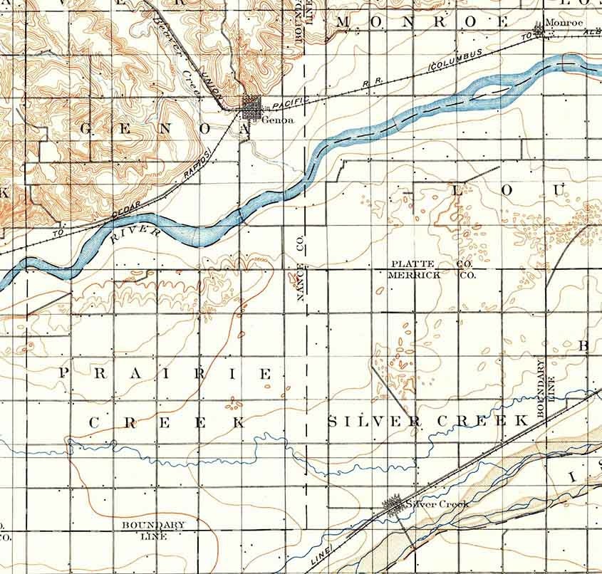 1896 Topo Map of Stromsburg Nebraska Loup River