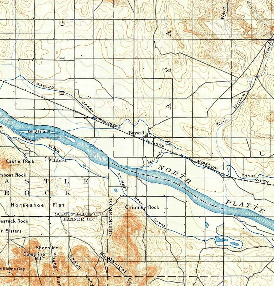 1898 Topo Map of Camp Clarke Nebraska