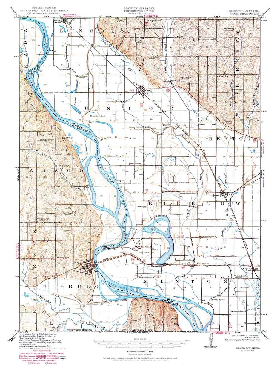 1920 Topo Map of Craig Missouri