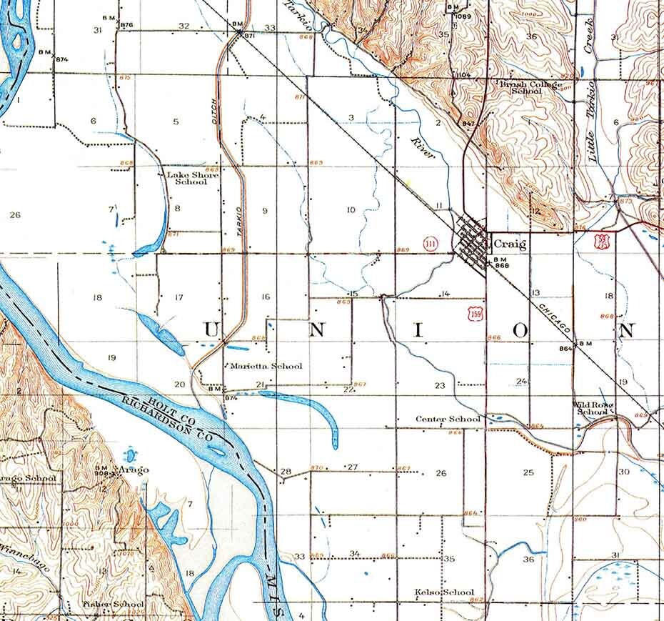 1920 Topo Map of Craig Missouri