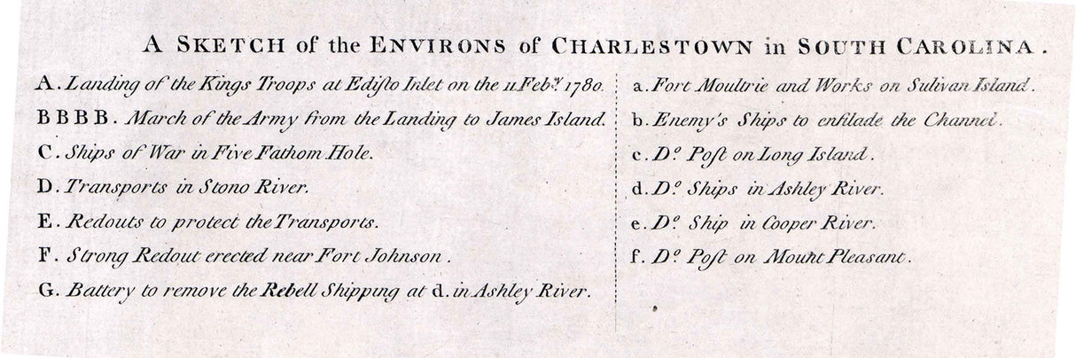 1780 Map of Charlestown South Carolina Johns Island