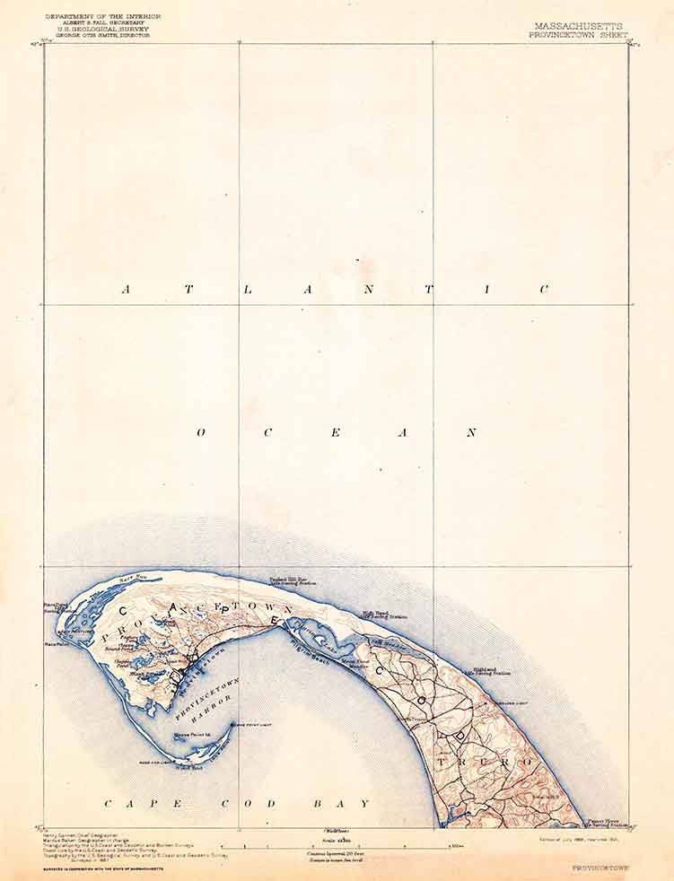 1889 Topo Map of Provincetown Maine