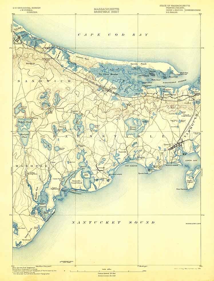 1893 Topo Map of Barnstable Maine