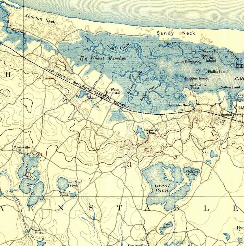 1893 Topo Map of Barnstable Maine