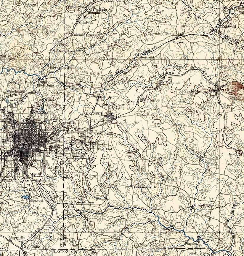 1895 Topo Map of Atlanta Georgia