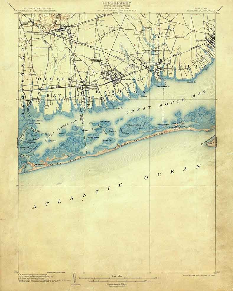 1903 Topo Map of Babylon New York