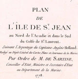 1778 Map of Prince Edward Island Canada