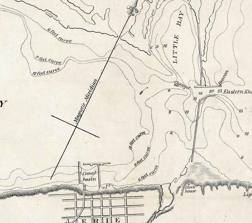 1841 Map of Presque ile Bay & Erie Harbor Lake Erie