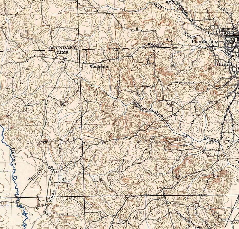 1914 Topo Map of Seale Alabama