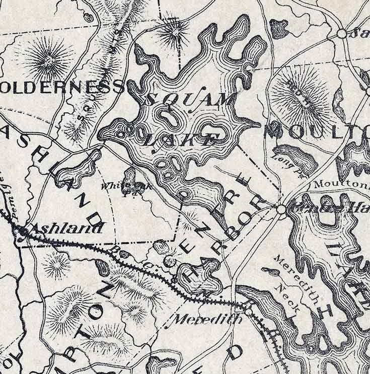 1870 Map of The Lake Country of New Hampshire Lake Winnepesaukee