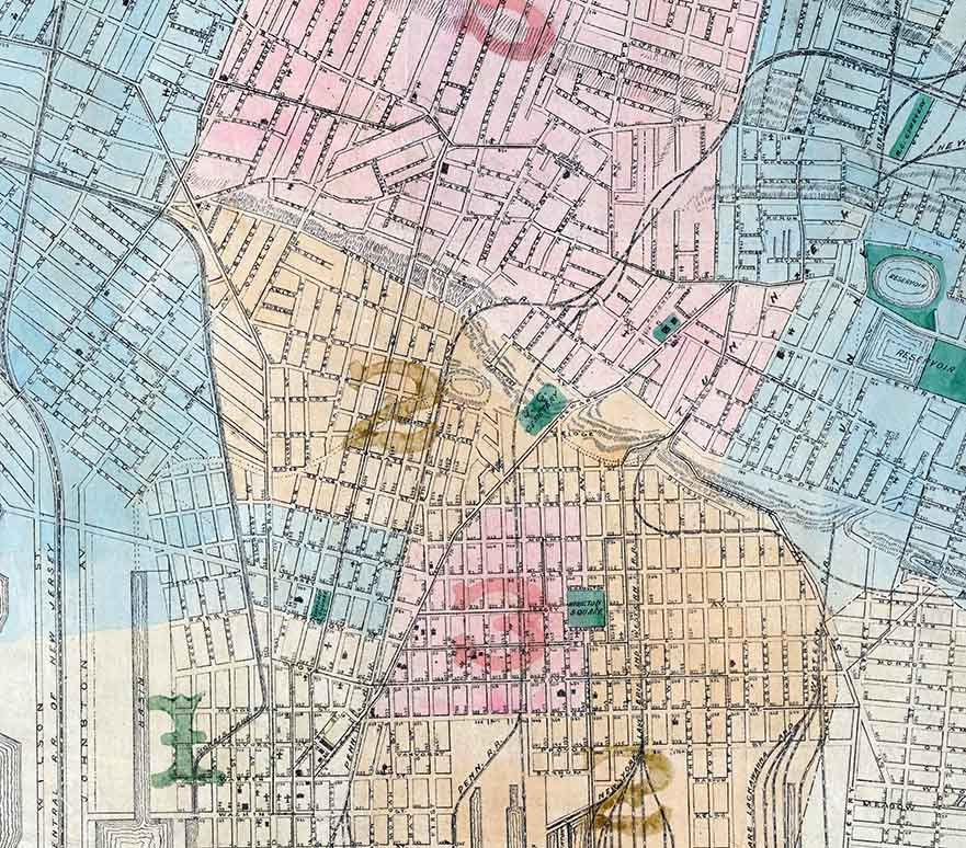 1879 Map of Jersey City Hudson County New Jersey