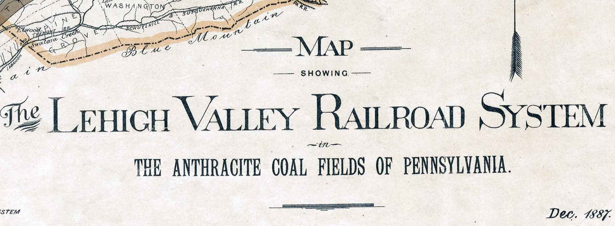 1887 Map of Lehigh Valley Railroad System Anthracite Coal Fields of Pa