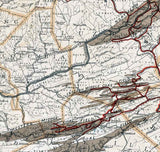 1887 Map of Lehigh Valley Railroad System Anthracite Coal Fields of Pa