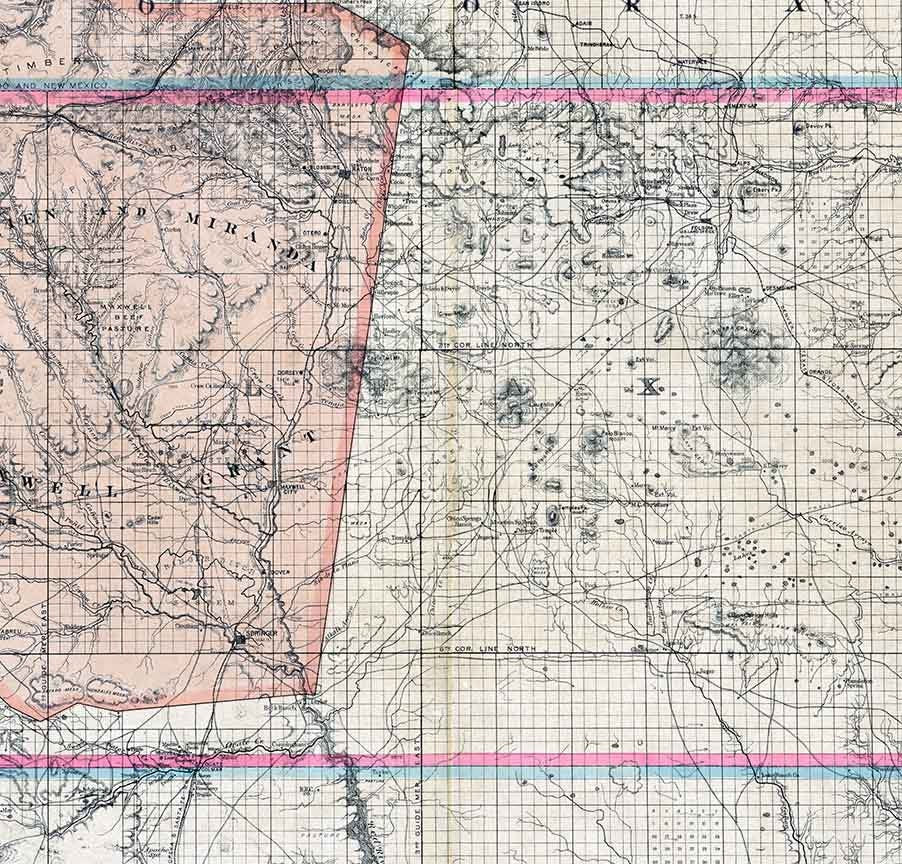 1889 Map of Colfax and Mora County New Mexico