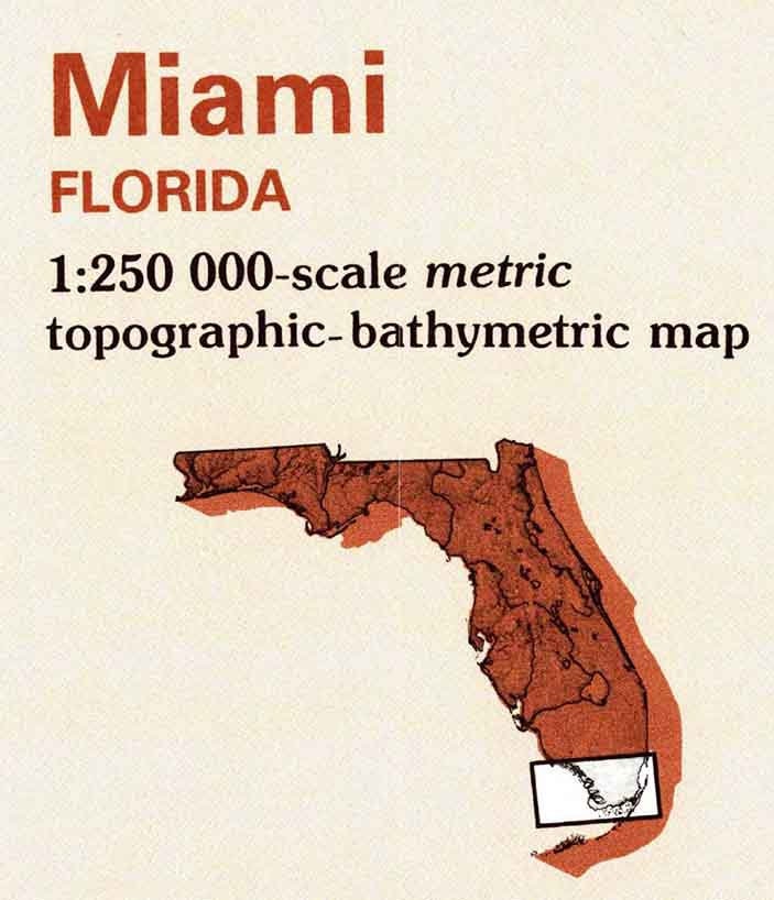 1988 Topo Map of Miami Florida Quadrangle & Everglades National Park