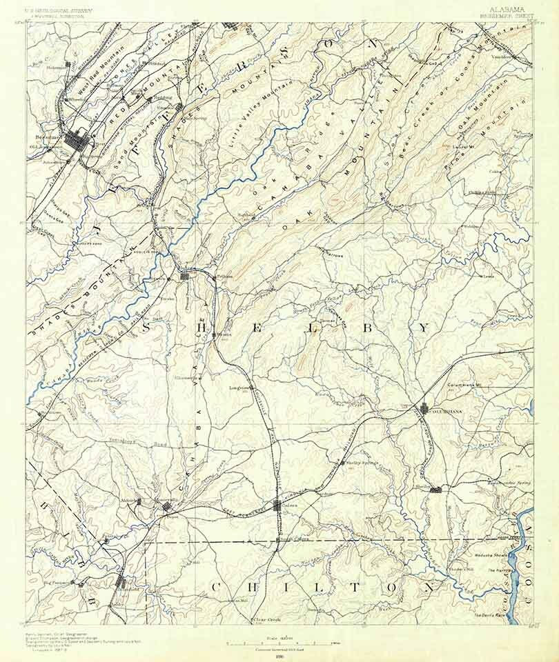 1890 Topo Map of Bessemer Alabama