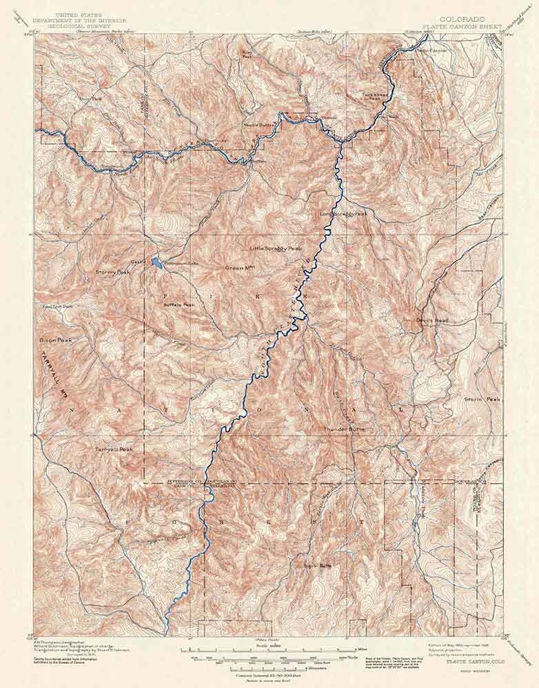 1893 Topo Map of Platte Canyon Colorado
