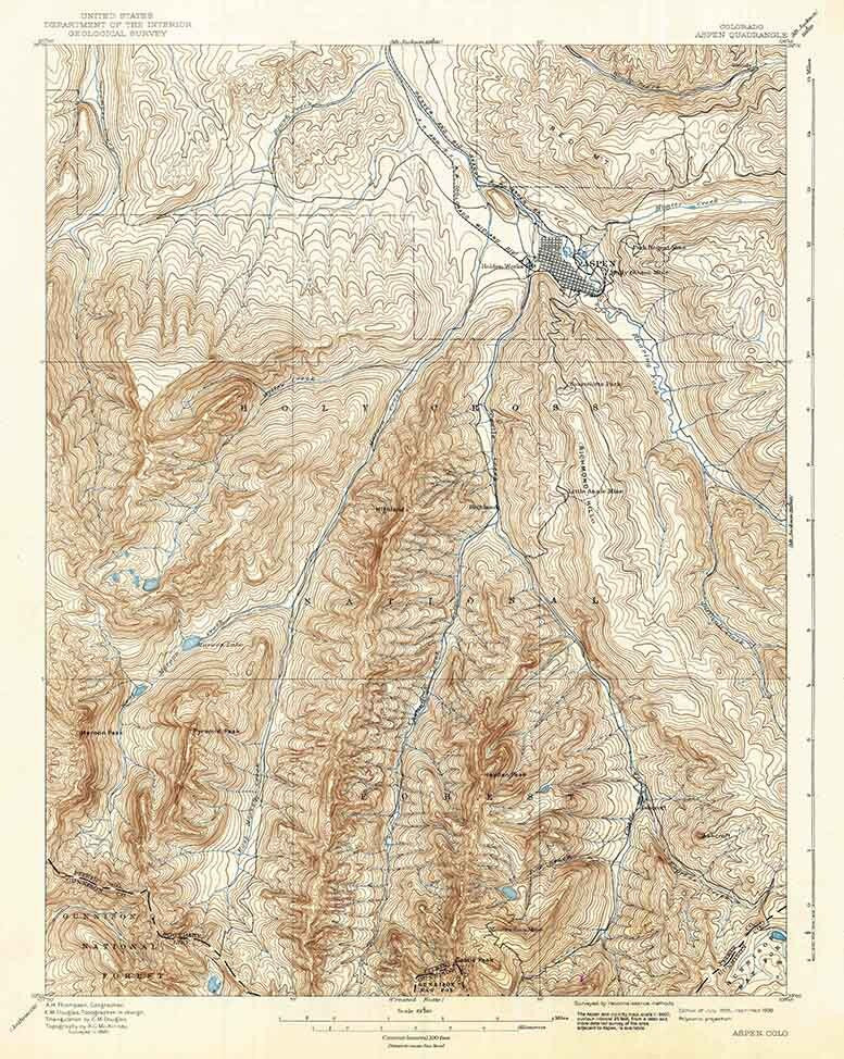1895 Topo Map of Aspen Colorado