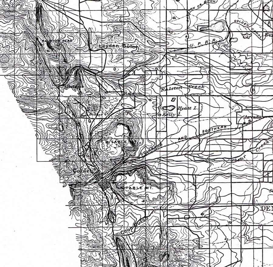 1899 Topo Map of West Denver Colorado