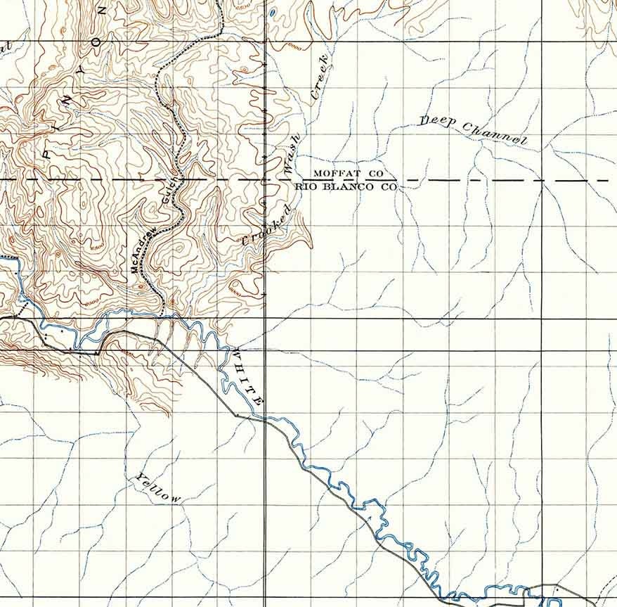 1907 Topo Map of White River Colorado