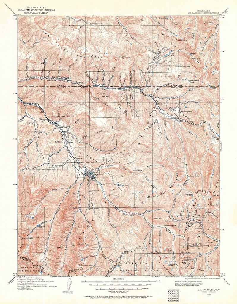 1909 Topo Map of Mount Jackson Colorado