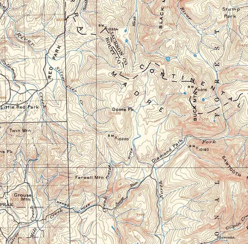 1911 Topo Map of Hahns Peak Colorado