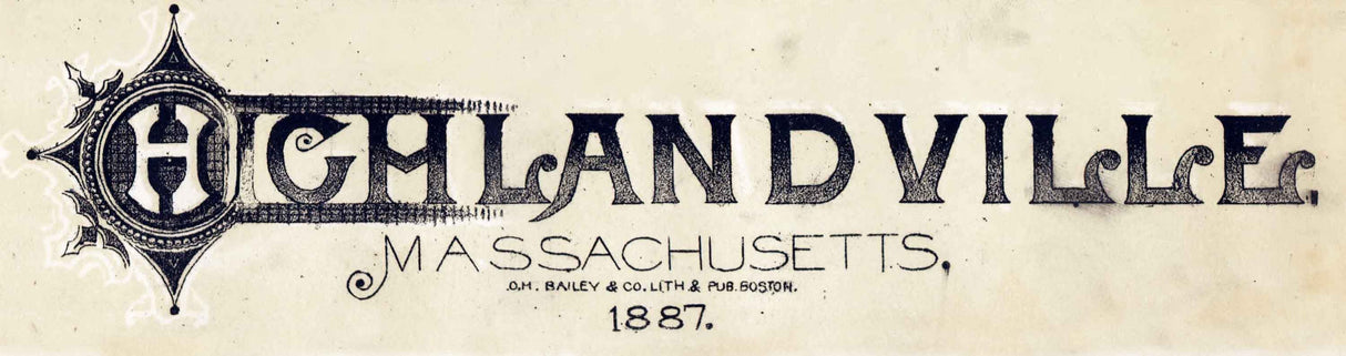 1887 Panoramic Map of Highlandville Massachusetts