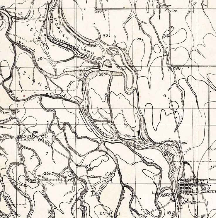 1909 Topo Map of Harrisburg Oregon