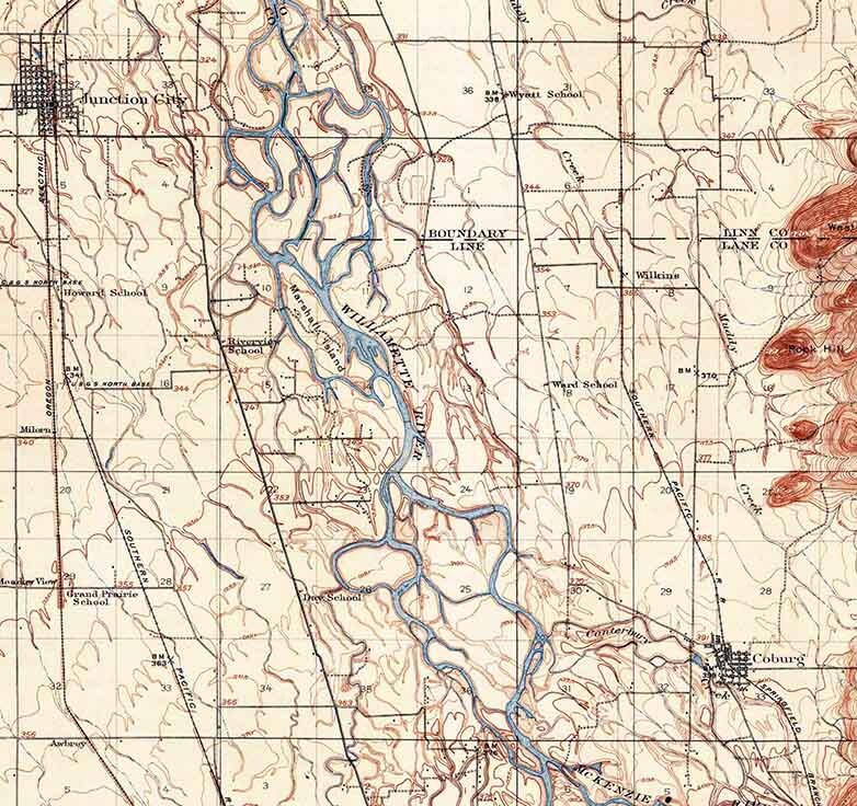 1910 Topo Map of Eugene Oregon