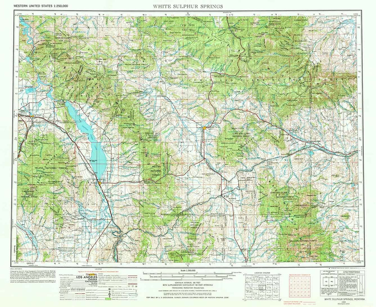 1958 Topo Map of White Sulphur Springs Montana Big Belt Mountains