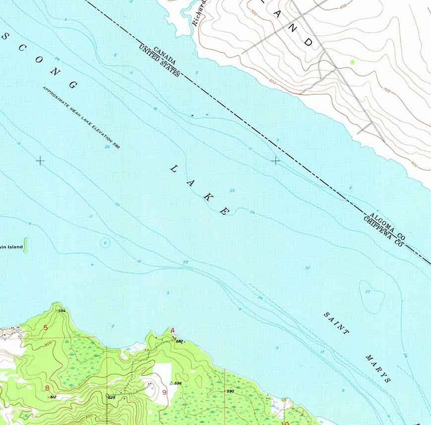 1953 Topo Map of Munuscong NE Michigan St Joseph Island