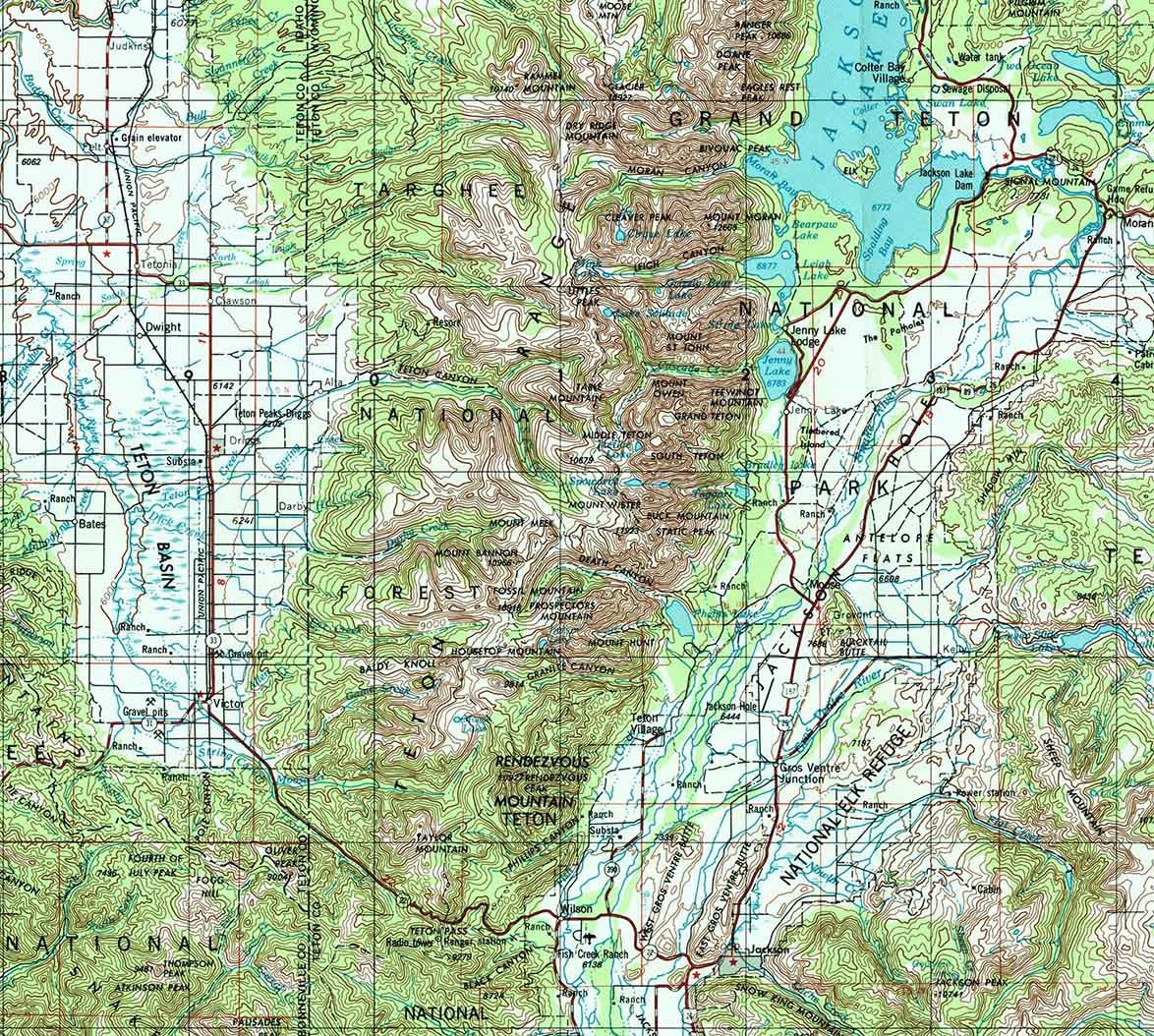 1955 Topo Map of Driggs Idaho Targhee Teton Caribou National Forests